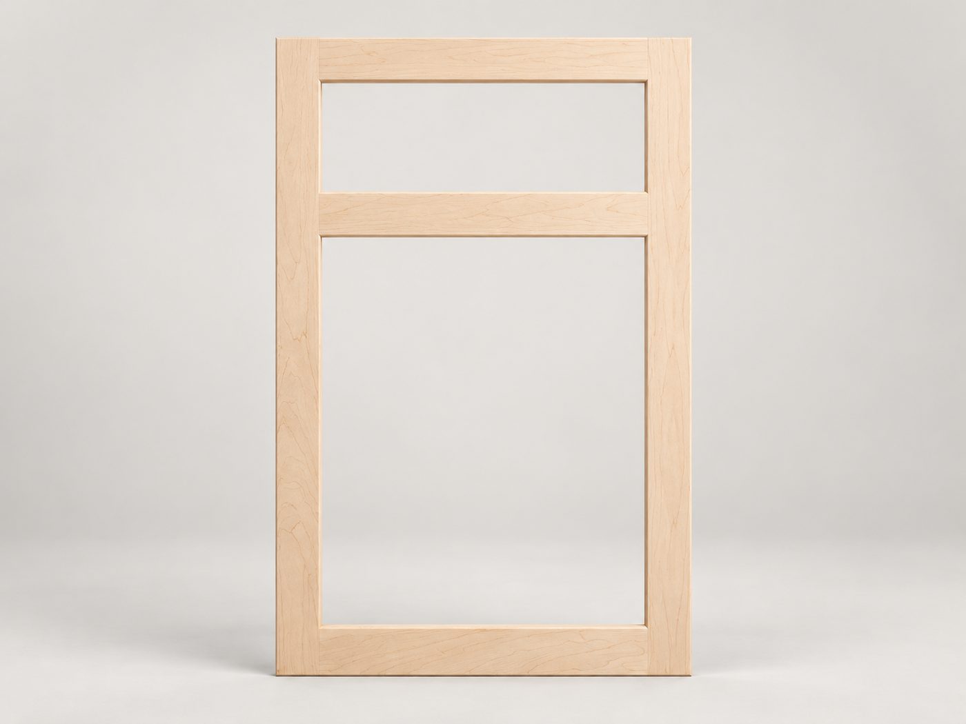 An assembled maple face frame, unfinished
